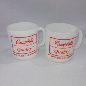 Campbell's Vintage Glasbake Milk Glass Coffee Mug Set Portage Manitoba